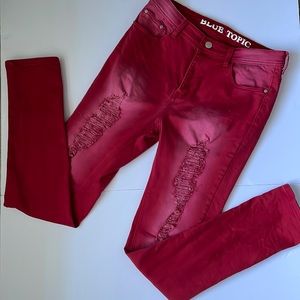 Blue Topic Red Faded Ripped Jeans Size 11/12